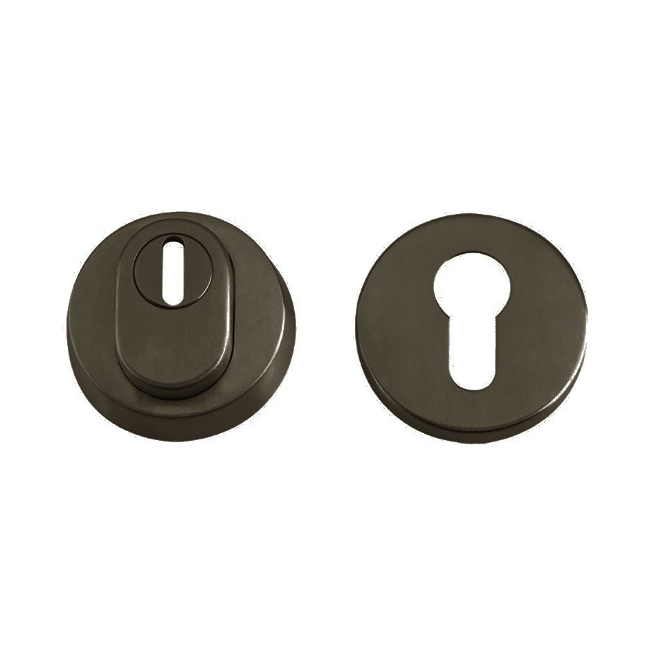 Adonic Matt Bronze Euro Profile Security Escutcheon Set – 52mm Ø