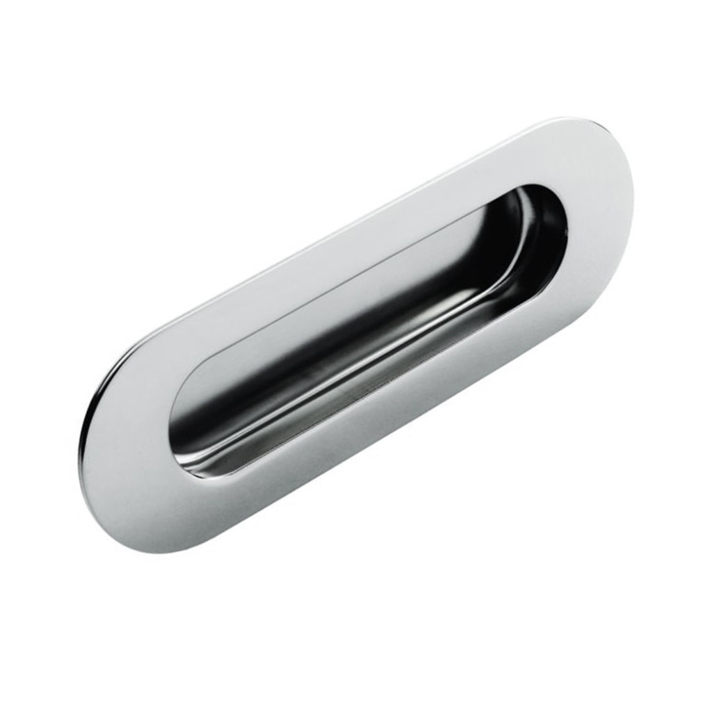 Polished Stainless Steel Radius Flush Pull 120 x 40mm