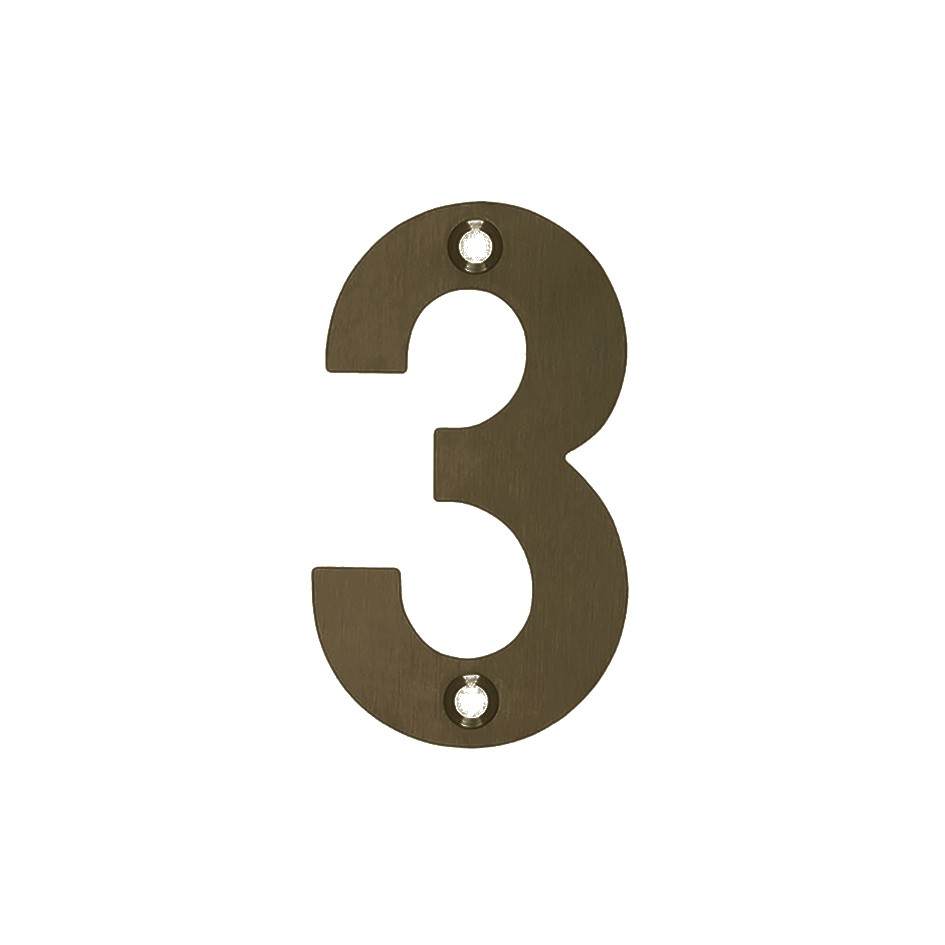 Adonic Matt Bronze Numeral 3 - Available in 50mm, 75mm & 100mm