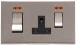 M Marcus Heritage Brass Winchester Range 45A Cooker Unit Switch/13A Socket with Black Trim