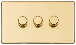 M Marcus Heritage Brass Vintage Range 3 Gang Trailing Edge LED Dimmer Switch