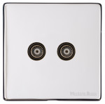 M Marcus Heritage Brass Vintage Range 2 Gang TV Coaxial Socket