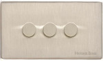 M Marcus Heritage Brass Vintage Range 3 Gang Trailing Edge LED Dimmer Switch