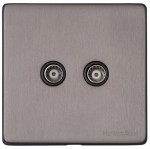 M Marcus Heritage Brass Vintage Range 2 Gang TV Coaxial Socket