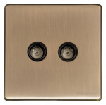 M Marcus Heritage Brass Vintage Range 2 Gang TV Coaxial Socket