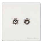 M Marcus Heritage Brass Vintage Range 2 Gang TV Coaxial Socket