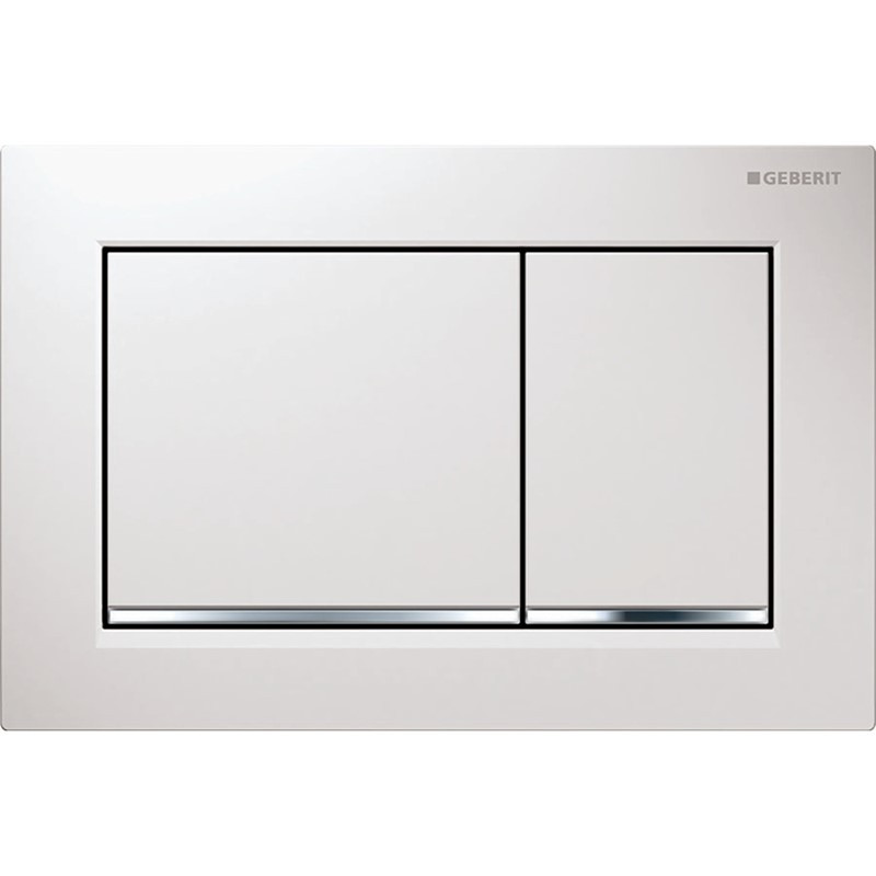 Geberit Omega30 Dual Flush Flushplate - White/Polished Chrome