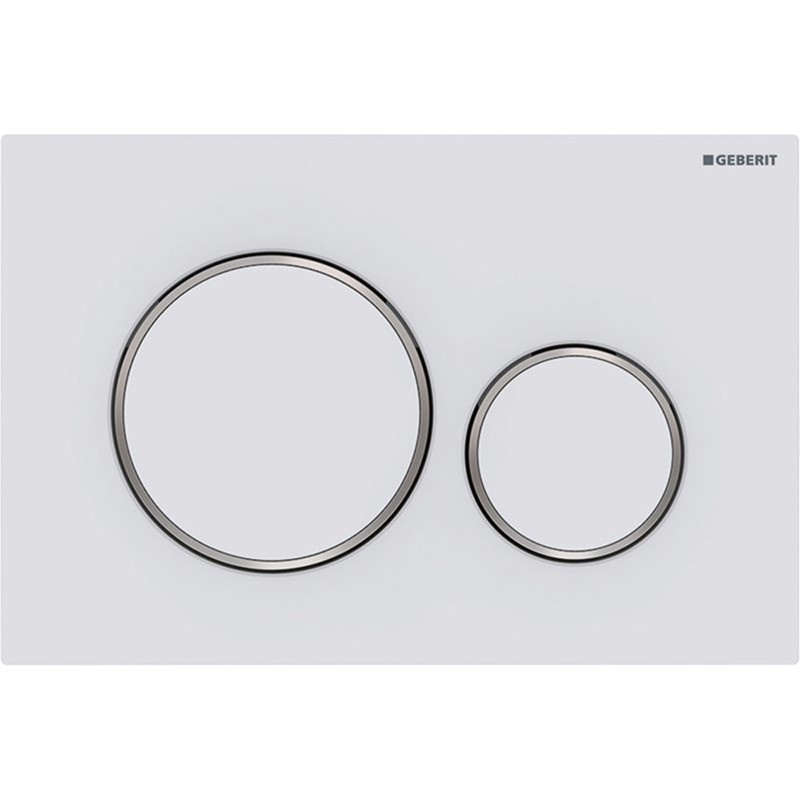 Geberit Sigma20 Dual Flush Plate - Matt White/Polished Chrome