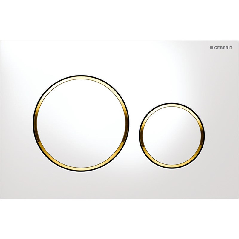 Geberit Sigma20 Dual Flush Plate - White /Gold