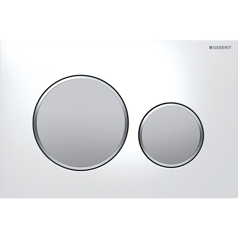 Geberit Sigma20 Dual Flush Plate - White/Matt Chrome