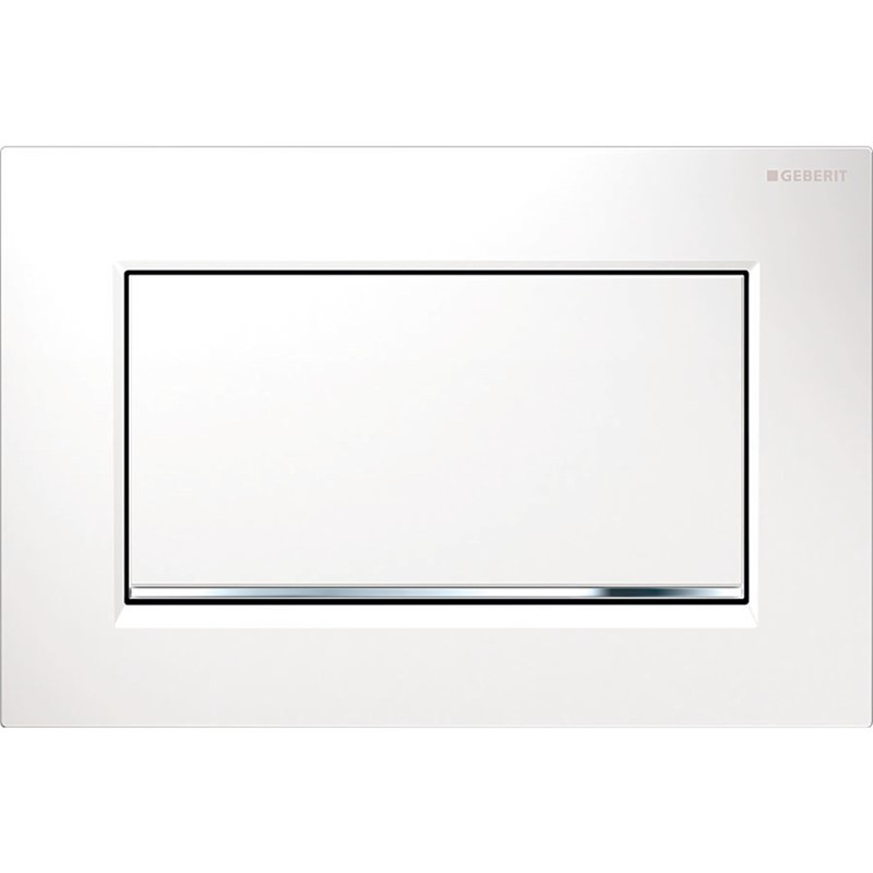 Geberit Sigma30 Single Flush Plate - White/Polished Chrome