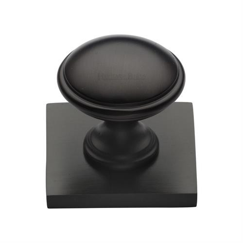 M Marcus Heritage Brass Domed Design Cabinet Knob with Square Backplate 32mm