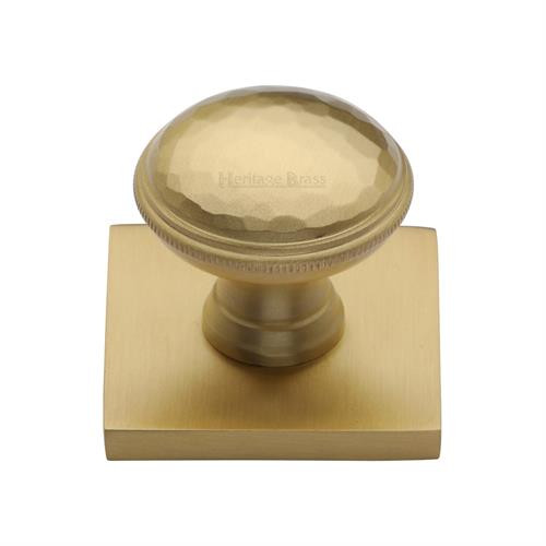 M Marcus Heritage Brass Diamond Cut Design Cabinet Knob with Square Backplate 32mm