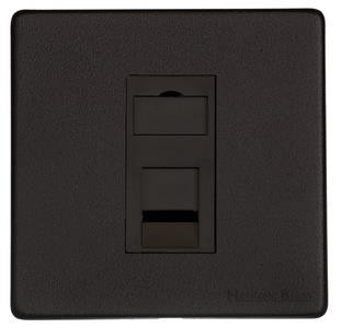 M Marcus Heritage Brass Vintage Range Matt Black 1 Gang RJ45 Socket