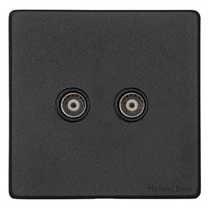 M Marcus Heritage Brass Vintage Range Matt Black TV/FM Diplexed Socket