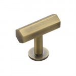 M Marcus Heritage Brass Hexagon T-Bar Design Cabinet Knob with Rose 41mm