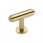 M Marcus Heritage Brass Stepped T-Bar Design Cabinet Knob with Rose 45mm