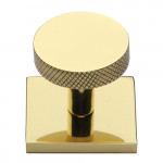 M Marcus Heritage Brass Knurled Design Cabinet Knob Disc with Square Backplate 32mm