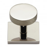 M Marcus Heritage Brass Knurled Design Cabinet Knob Disc with Square Backplate 32mm