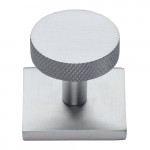 M Marcus Heritage Brass Knurled Design Cabinet Knob Disc with Square Backplate 32mm