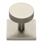 M Marcus Heritage Brass Knurled Design Cabinet Knob Disc with Square Backplate 32mm