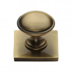 M Marcus Heritage Brass Domed Design Cabinet Knob with Square Backplate 32mm