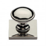 M Marcus Heritage Brass Domed Design Cabinet Knob with Square Backplate 32mm