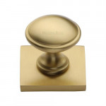 M Marcus Heritage Brass Domed Design Cabinet Knob with Square Backplate 32mm