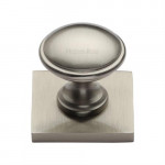 M Marcus Heritage Brass Domed Design Cabinet Knob with Square Backplate 32mm