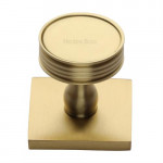 M Marcus Heritage Brass Venetian Design Cabinet Knob with Square Backplate 32mm