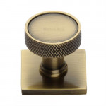 M Marcus Heritage Brass Florence Knurled Design Cabinet Knob with Square Backplate 32mm