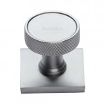 M Marcus Heritage Brass Florence Knurled Design Cabinet Knob with Square Backplate 32mm