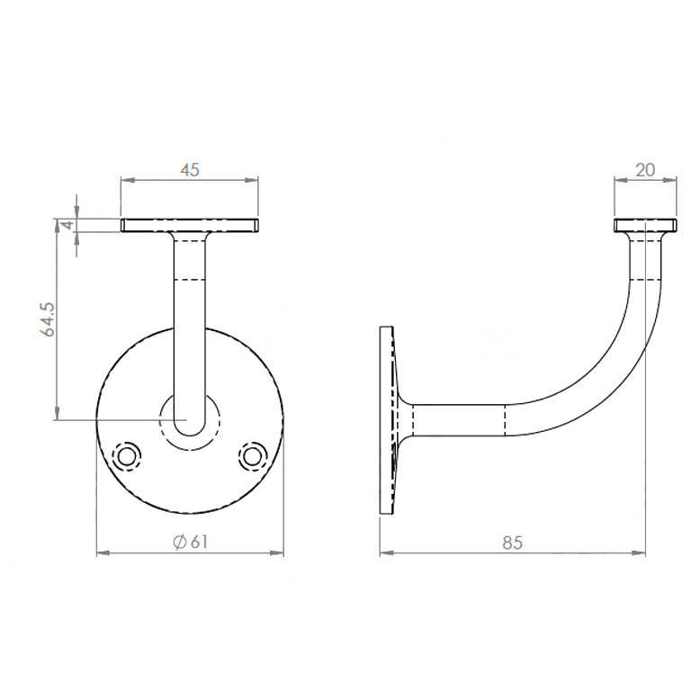 Eurospec Handrail Bracket 85mm Projection | Poole Waite & Co. Ltd.