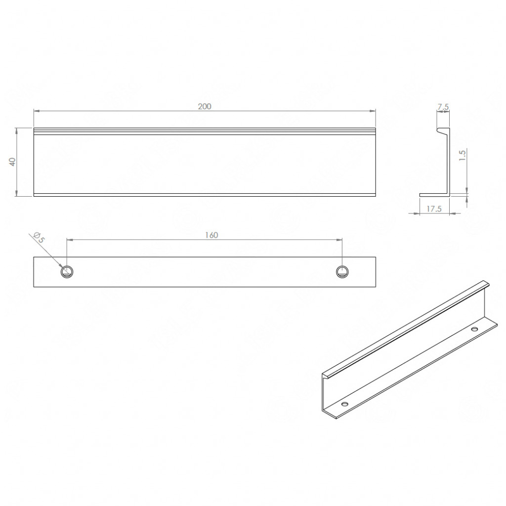 Carlisle Brass Square Cabinet D Edge Pull 200mm | Poole Waite & Co. Ltd.