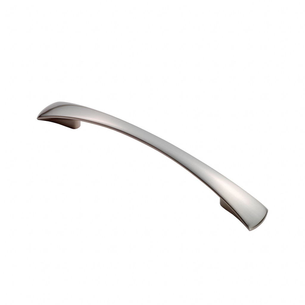 Carlisle Brass Waisted Flat Bow Cabinet Handle 128mm Centre to Centre - Satin Nickel Plate