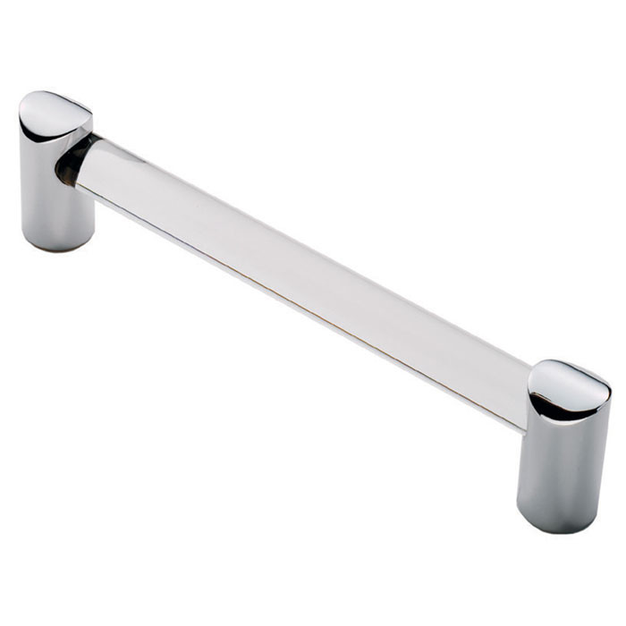 Carlisle Brass Clear Acrylic Clear Chrome Bar Cabinet Handle 128mm Centre to Centre