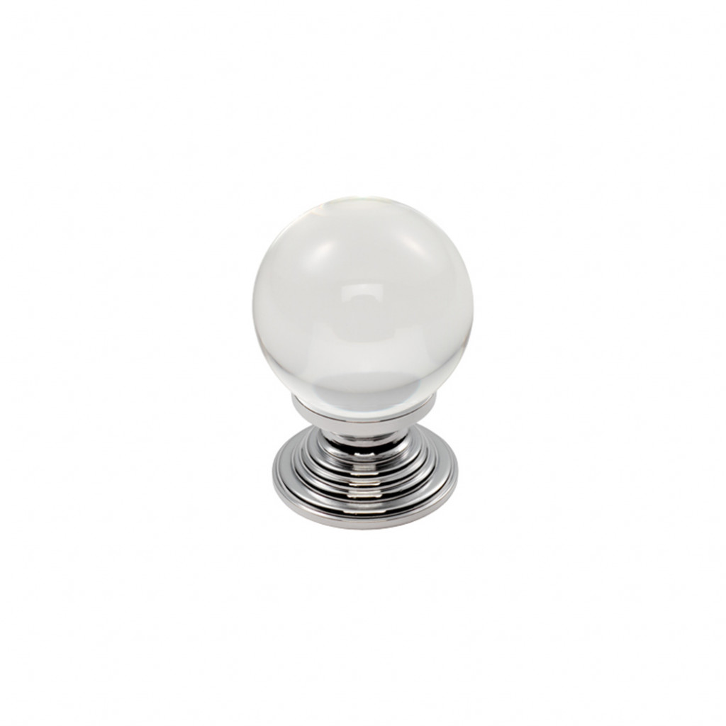 Carlisle Brass Clear Ball Cupboard Knob on Polished Chrome Plate Base