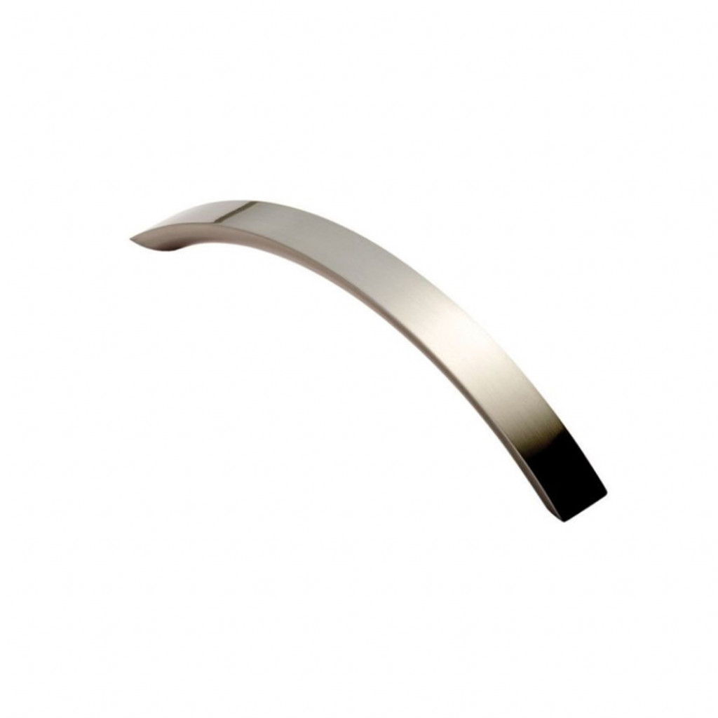 Carlisle Brass Curved Convex Grip Handle 128mm Centre to Centre - Satin Nickel Plate