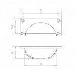 Carlisle Brass Square Plate Cup Handle 77mm Centre to Centre - Pewter Effect