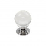 Carlisle Brass Clear Ball Cupboard Knob on Polished Chrome Plate Base