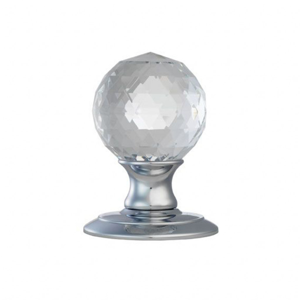 Carlisle Brass Facetted Crystal Knob with Polished Chrome Rose