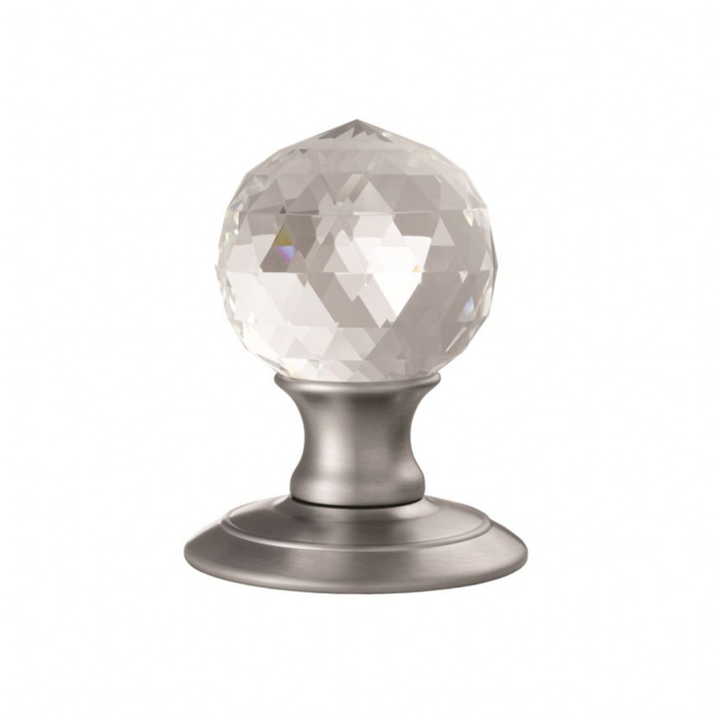 Carlisle Brass Facetted Crystal Knob with Satin Chrome Rose