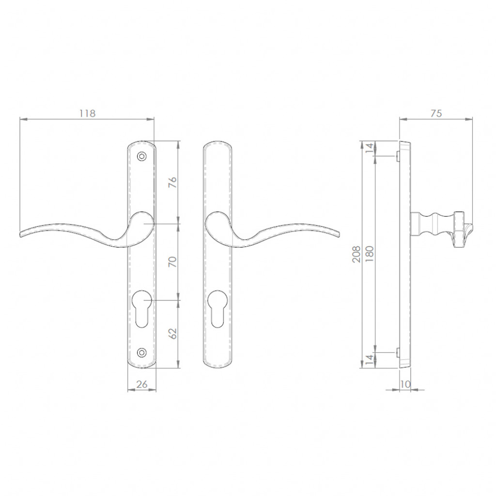 Carlisle Brass Scroll Lever on Narrow Euro Plate L/H & R/H – Polished ...