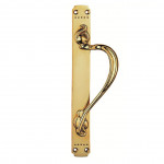 Carlisle Brass Laurin Pull Handle on 384mm x 42.5mm Backplate R/H & L/H – Polished Brass